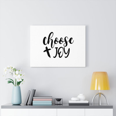 Choose Joy Cross White - Wrapped Canvas Print