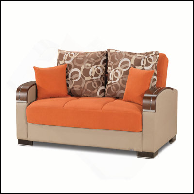 Causeuse convertible rembourrée avec rangement, orange