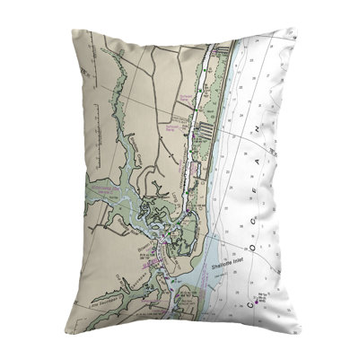 Coussin décoratif extérieur sans cordon Nautical Map Beach, NC