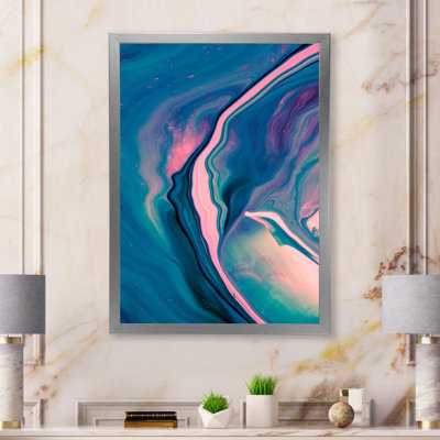 Luxury Blue And Pink Merble River - Modern Canvas Wall Decor