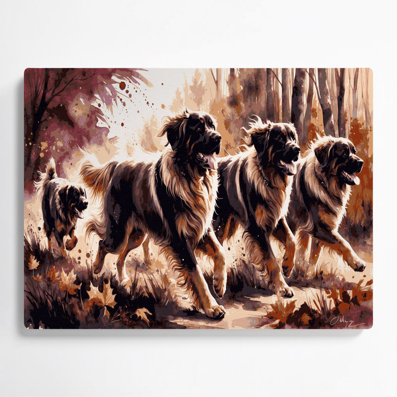 «Dogs Leonberger», art mural en métal noir, H 11 po x l 14 po
