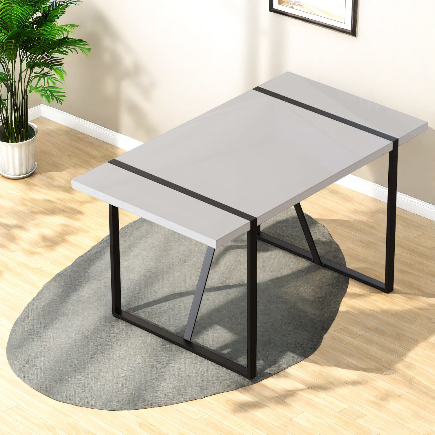 Ebern Designs Modern Mdf Dining Table With Metal Legs, 55" For Home ...