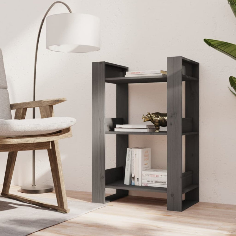 Jaiden-James 91cm H Solid Wood Etagere Bookcase, Grey, 60cm H x 35cm W x 91cm D