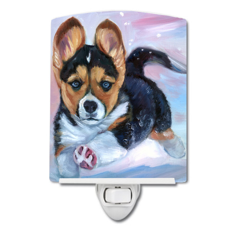 Éclairage de nuit en céramique chiot chase corgi