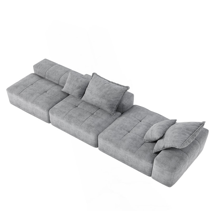 Canapé modulaire surdimensionné moderne avec repose-pieds, Gris