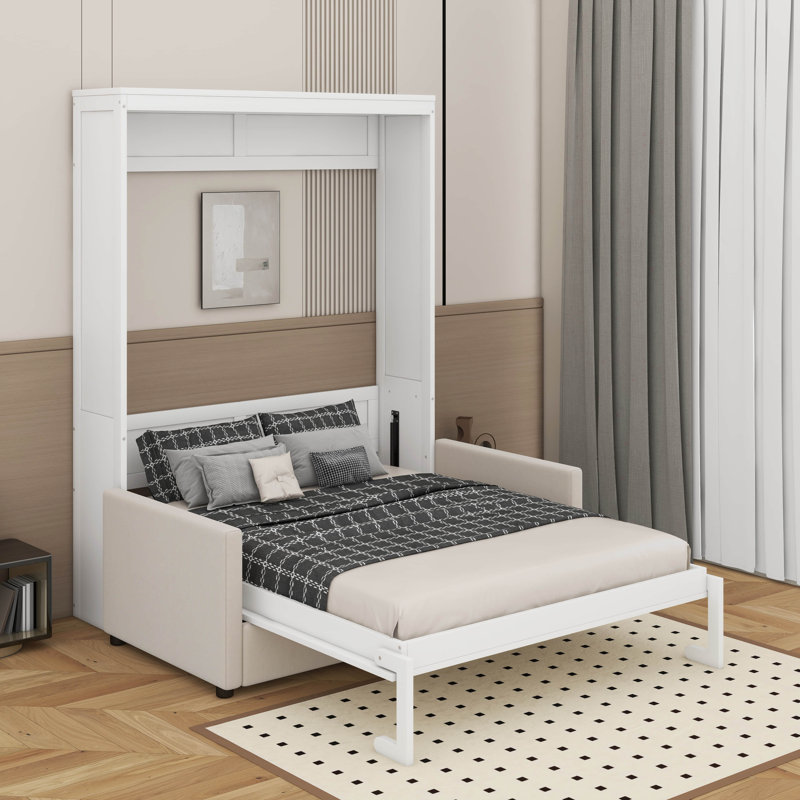 Grand lit escamotable avec coussin, Blanc