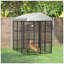 Chenil d'extérieur pour chien de 6 pi x 4 pi avec auvent imperméable résistant aux rayons UV et maillon de chaîne robuste pour chiens de taille moyenne à grande