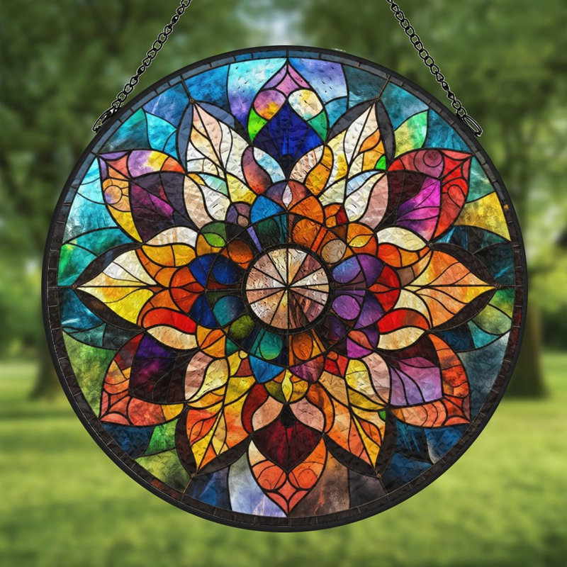Vitrail Mandala, 9,8 x 9,8 po (25 x 25 cm)