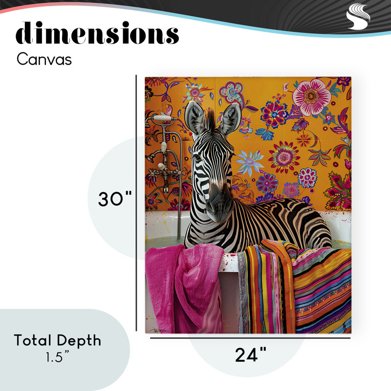 Toile zébrée avec toile à serviettes colorée, design par Momart, H 30 po x l 24 po