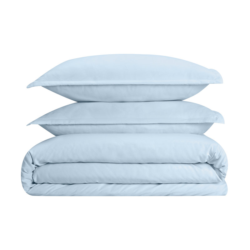 Light Blue Queen/Full Cotton Duvet and Sham Set