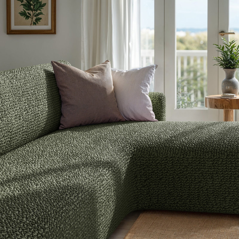 Housse extensible pour canapé modulaire - Facile à nettoyer et durable - Collection Comfort, Vert, Right-Facing Chaise