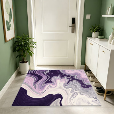 Tapis lilas cœur argenté pour le salon, doux et confortable, convient à toutes les saisons, facile à entretenir, tapis de sol intérieur lavable à la machine, sous la table de ferme convenant à la chambre à coucher, à la salle à manger, au bureau, au patio, au balcon, à la maison