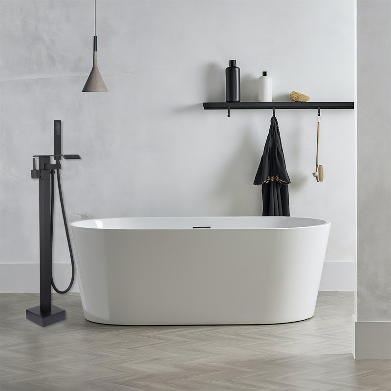 Waterfall Tub Filler Freestanding Bathtub Faucet Matte Black, Matte Black