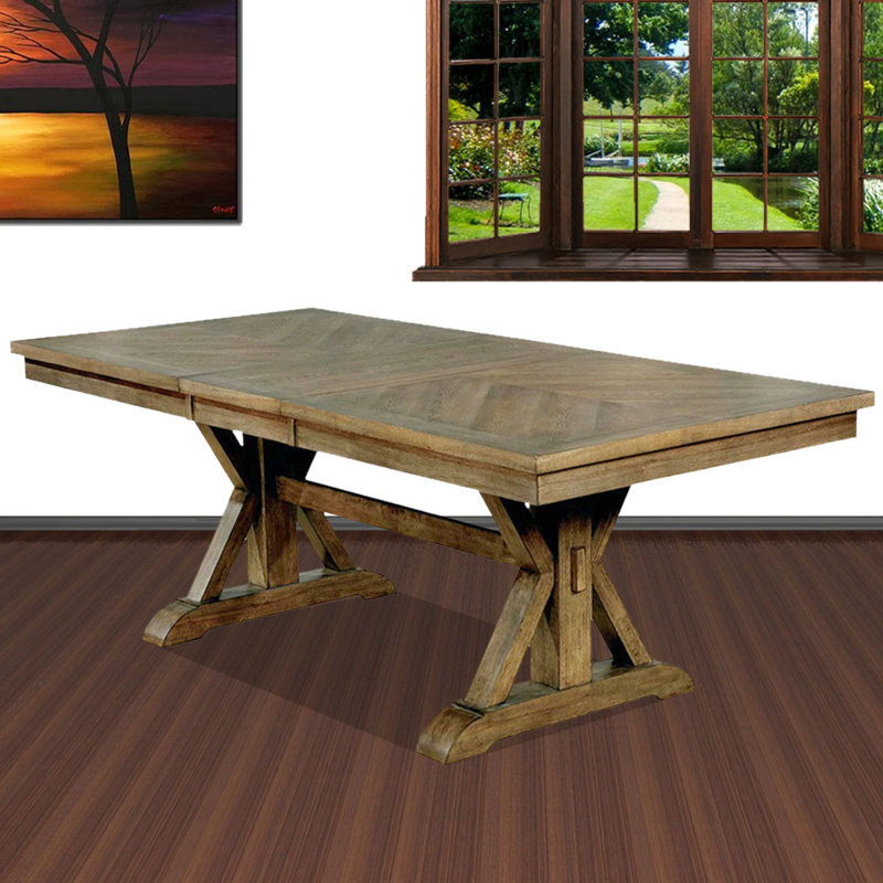 Heather Light Oak Trestle Base Dining Table Seats 8