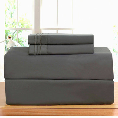 Premier Luxe 1500 Thread Count 4-Piece Bed Sheet Set - Wrinkle, Fade, and Stain Resistant - Deep Pocket - Grey Luxe Sheets