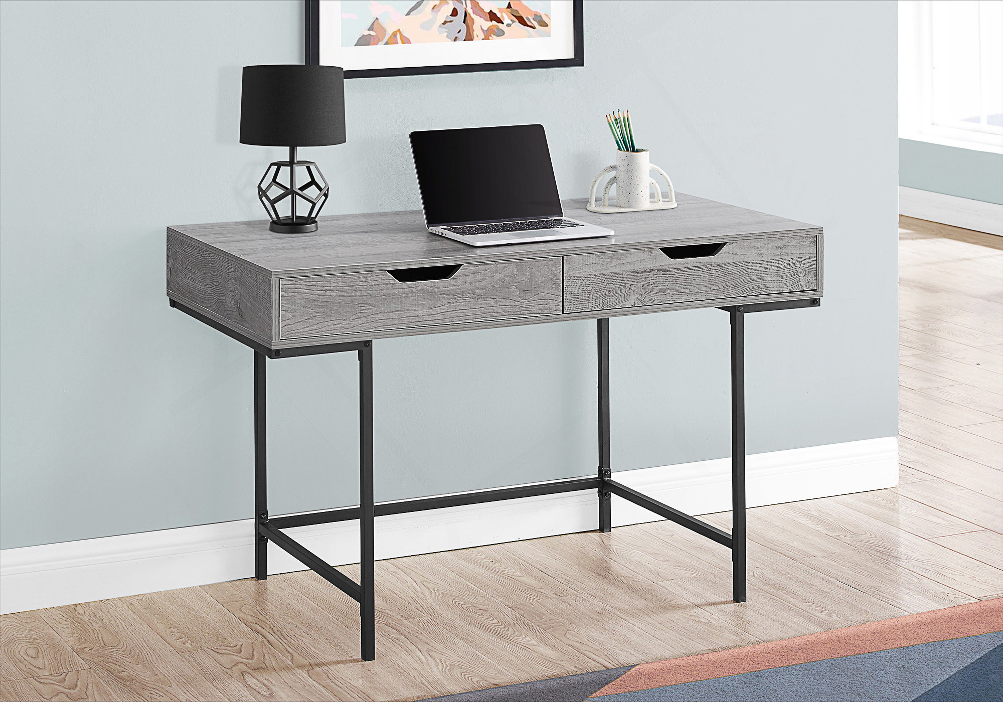 Latitude Run® Modern Computer Desk With Storage Drawers For Home Office ...