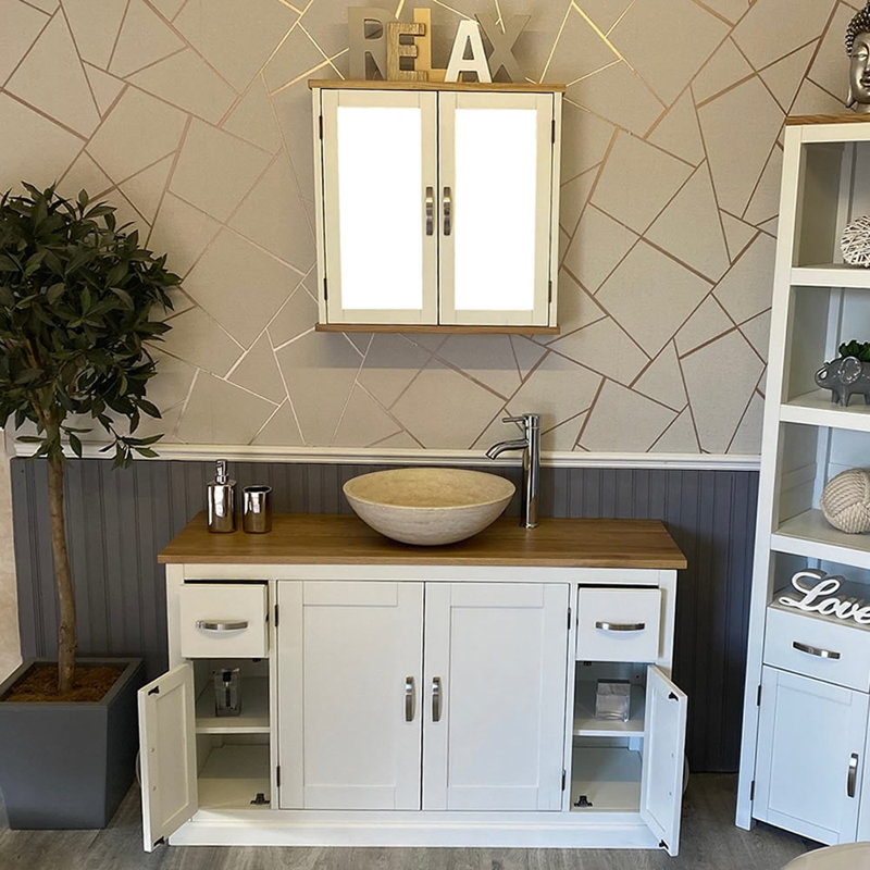 Anoka 1230mm Single Bathroom Vanity with Vessel Stone Basin, Beige