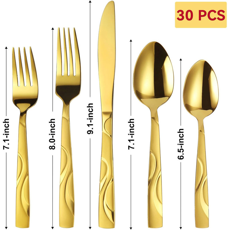 Black Silverware Set, Gold