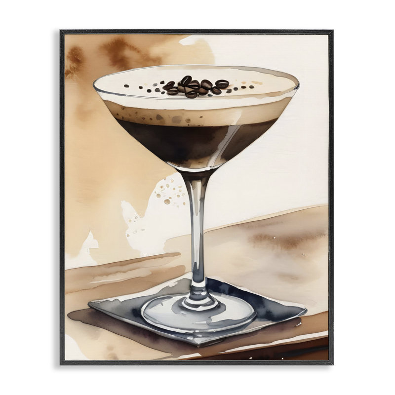  Art de la giclée aquarelle espresso Martini par LSR Design Studio, Giclée encadrée noir minuit, H 14 po x l 11 po