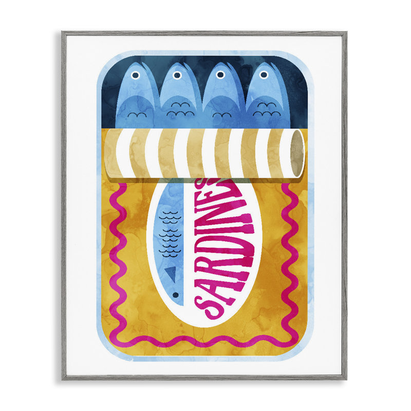 Giclée de sardine en étain, design par Daphne Polselli, Estampe numérique Farmhouse, H 20 po x l 16 po