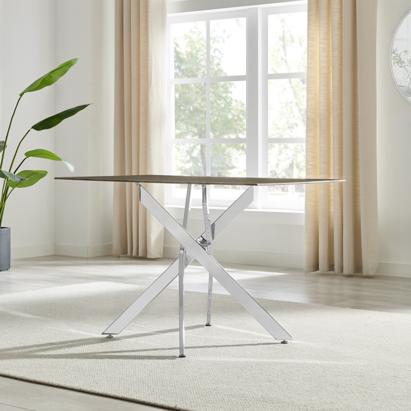 Lenworth Rectangular 120cm L x 70cm W Dining Table, Grey, Silver