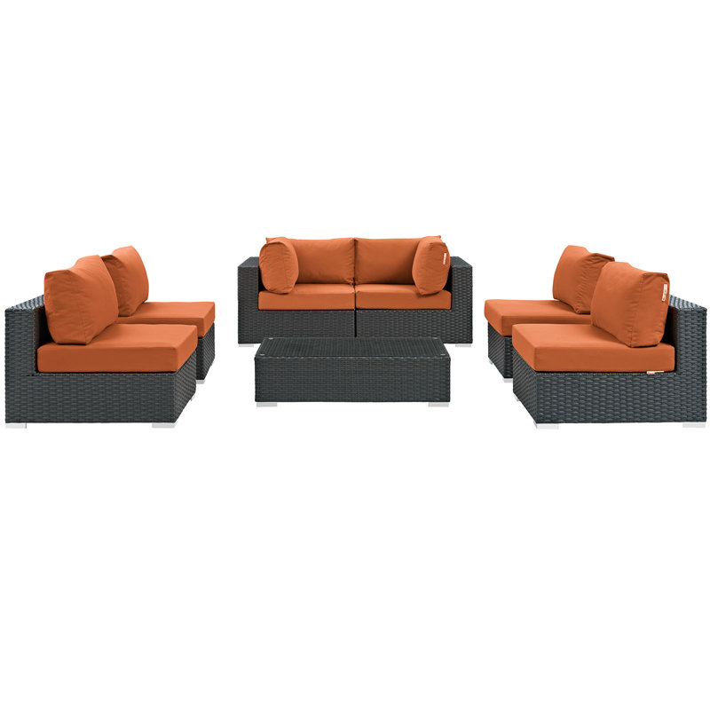 Ensemble modulaire d'extérieur 7 pièces Modway, Toile Sunbrella® toscan