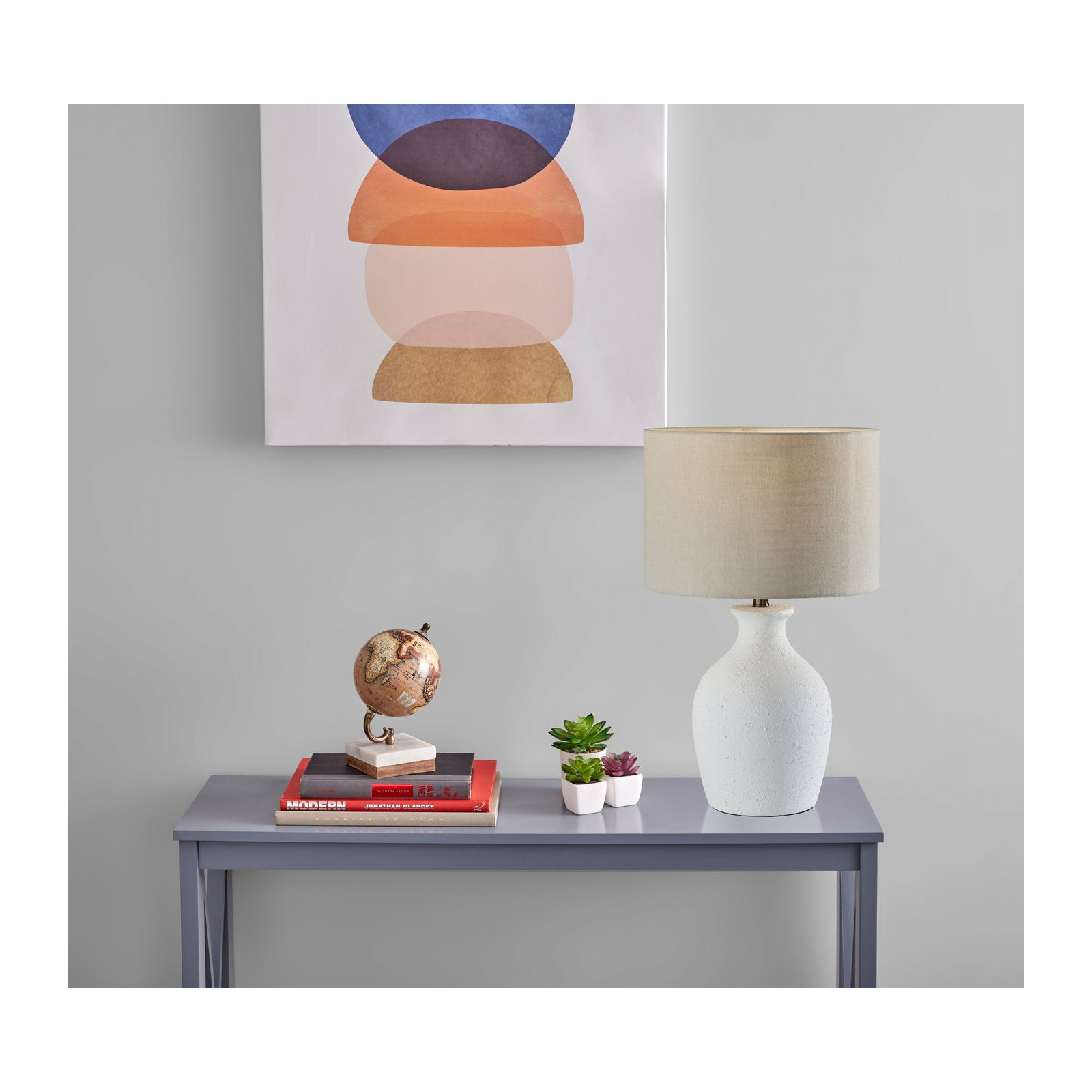 Ceramic Table Lamp, White Speckled Ceramic, Light Beige