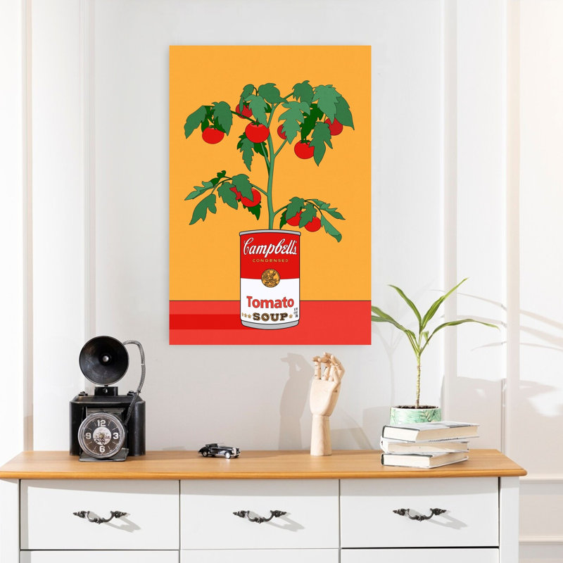 Art contemporain rétro, plante rétro, H 24 po x l 16 po