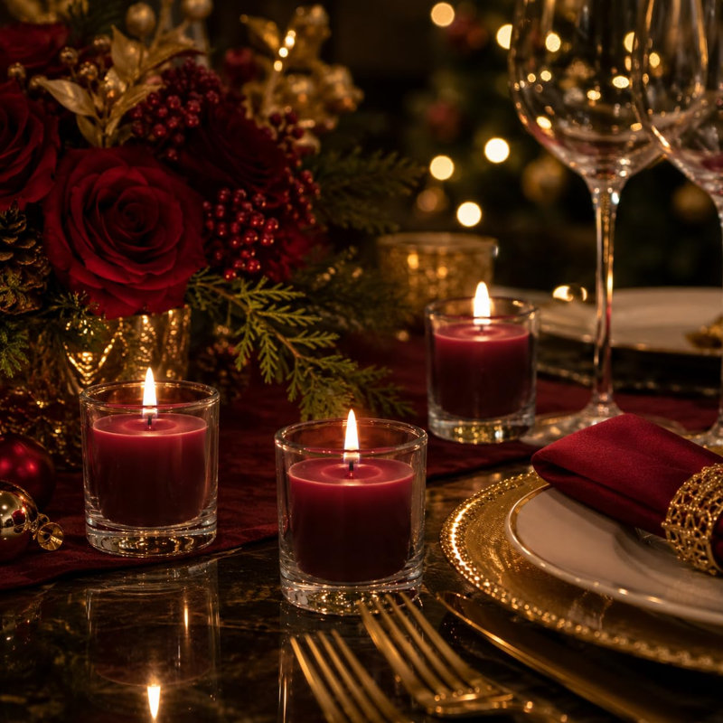 Bougies votives rouge foncé, paquet de 150, durée de combustion de 10 heures, sans parfum, Rouge foncé