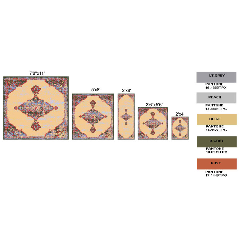 Tapis oriental brun clair / rouge, Tapis de couloir 2 pi x 4 pi