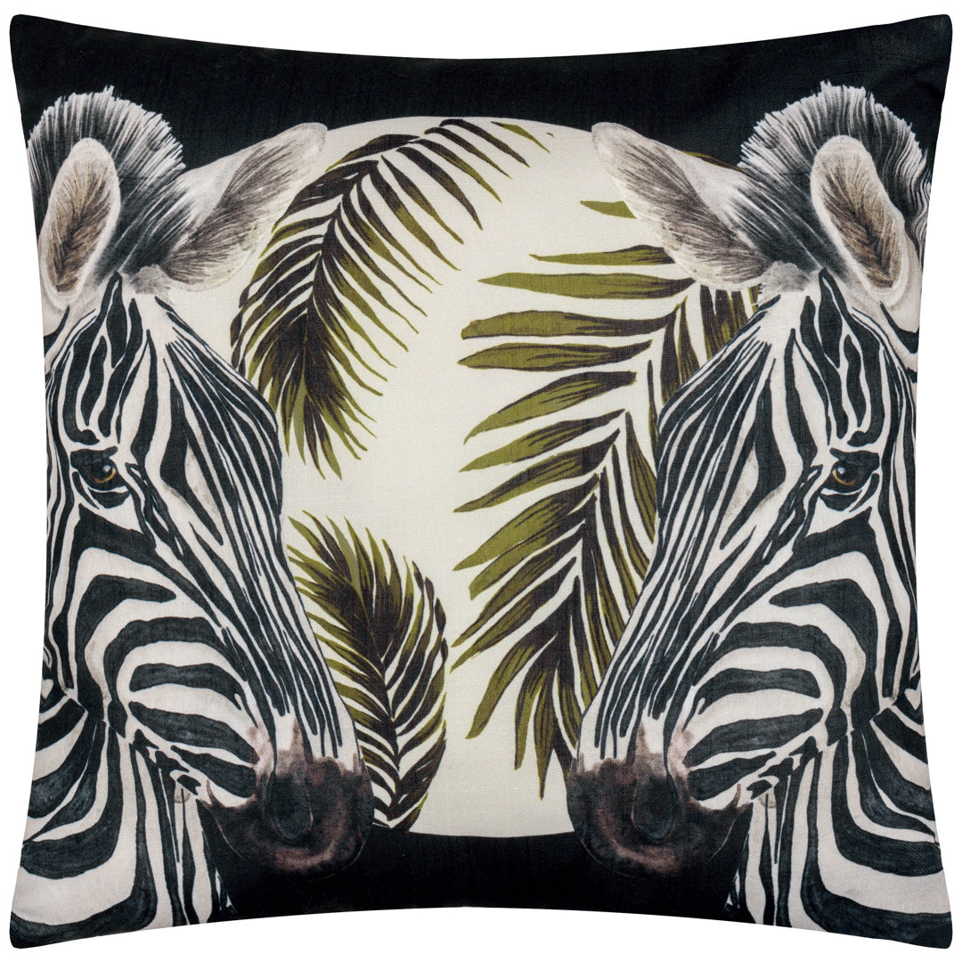 Leopardis Zebra Indoor / Outdoor Animal Print Black Square Throw