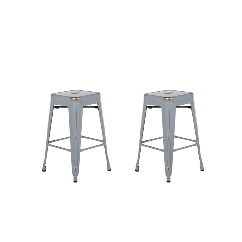 Iowa Park Counter Stool with Metal Frame, Silver