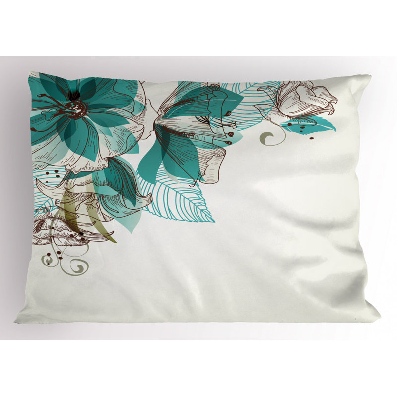 Flowers Polyester Sham Set, Queen