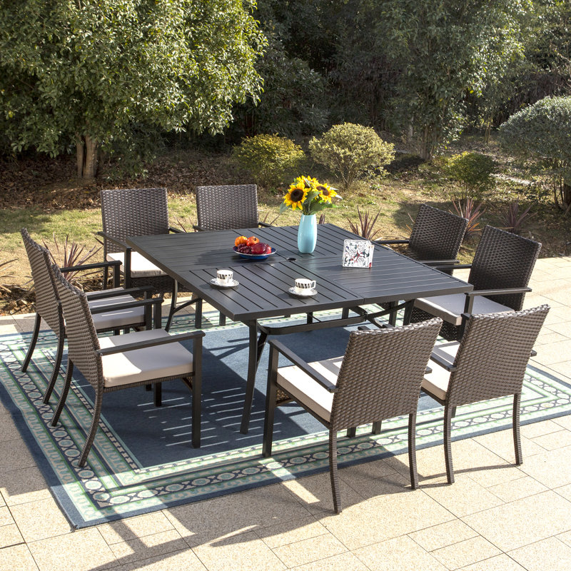 8 - Person Patio Dining Set with Square Table , Cushions Included