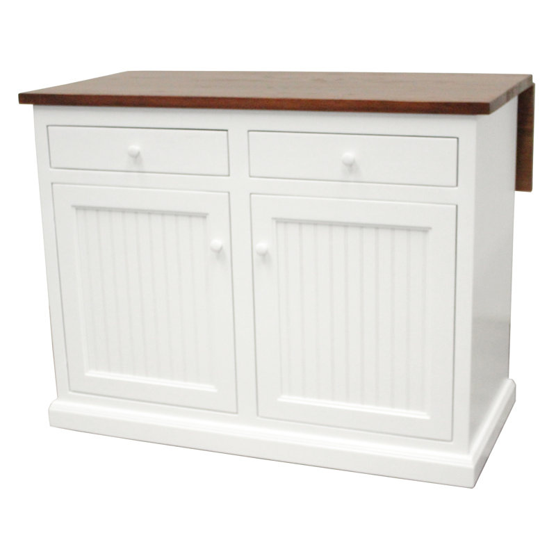 Repass Solid Wood Top Kitchen Island, Bright White/Concord Cherry