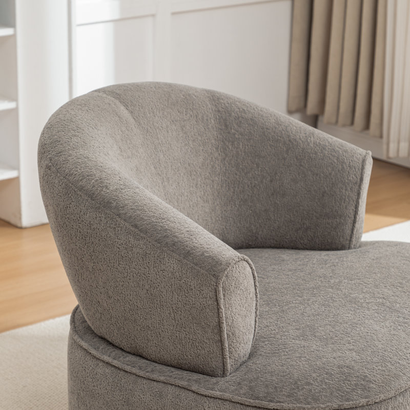Armenakis 33'' Wide Upholstered Polyester Swivel Chair With Ottoman, Gray Polyester