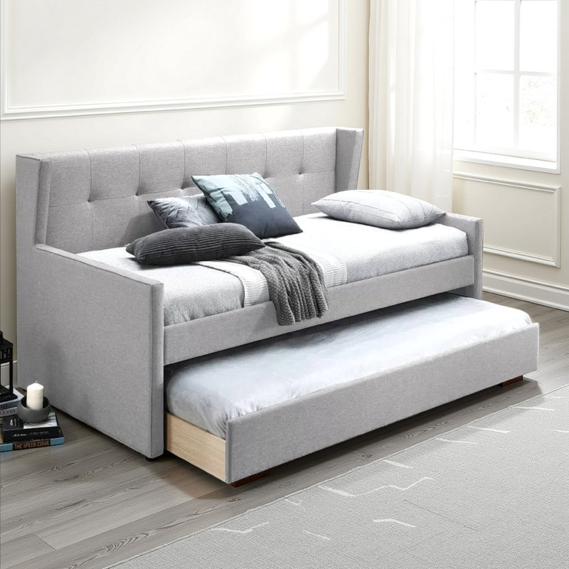 Rith Upholstered Daybed, Light Gray