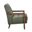 Fauteuil d'appoint en cuir avec base en bois de noyer, accoudoirs et dossier de style moderne-1377673293