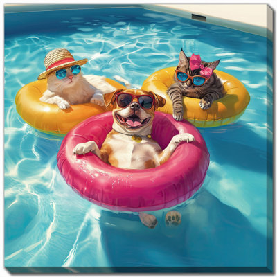 Pool Pawty III Canvas Wall Art