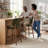 Mid-Century Modern Counter Stool, Fabric Upholstered Barstool with Wingback, Armless Counter Height Bar Stool With Wood Legs, Metal Footrest, For Kitchen Island Bar Counter, Green, Set of 2-124825000-119619504