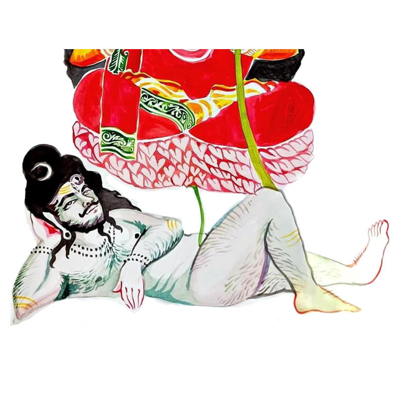 Déesse Shodashi et Shiva | Aquarelle sur papier | Mangaly Ghosh