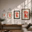 Poodle Under Palms Mid-Century - Framed Print-197036648-197036662
