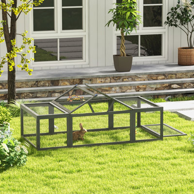 Outdoor Wooden Rabbit With Weather Build And Lockable Access Gray Cage Doors Stable Construction