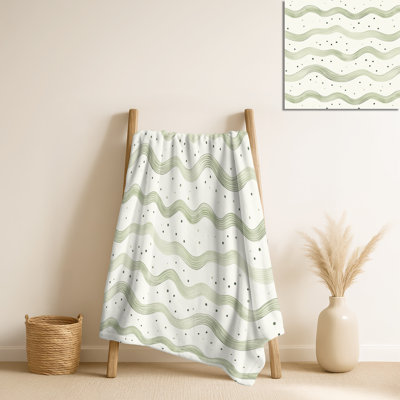 Jeté en laine Wave Dot Olive
