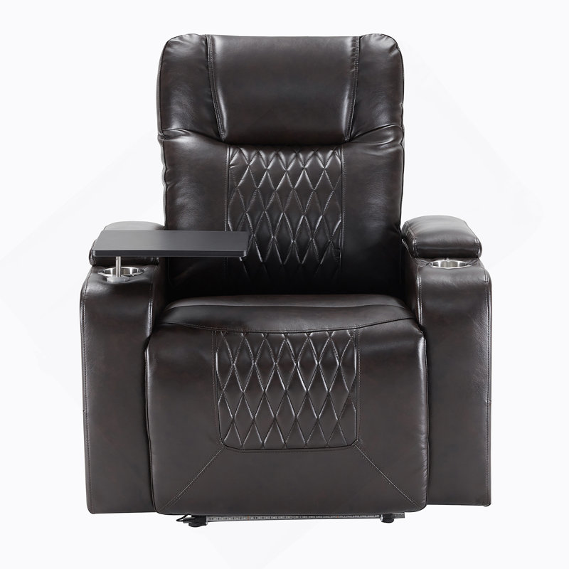 Fauteuil inclinable Power Motion avec port de charge USB et rangement à bras cachés 2 porte-gobelets pratiques, Black