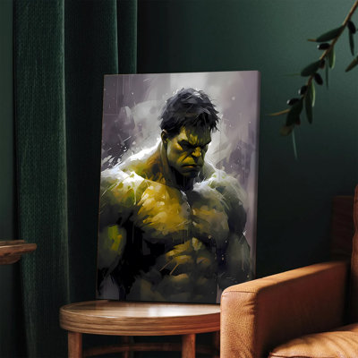 1Pc Wall Arts Posters Framed,  Hulk Canvas Wall Art Marvel Superhero Abstract Painting Modern Home Decor for Living Room Bedroom Office Unique Gift for Comic Fans High Quality Print Ready to Hang