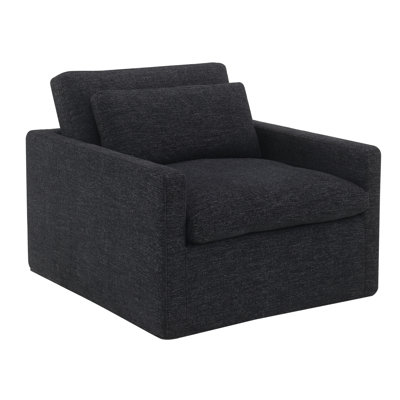 Naveen Dark Gray Fabric Swivel Chair with Decorative Toss Pillow