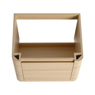 Meuble-lavabo mural 36 po avec lavabo en céramique blanche et tablettes de rangement et 1 porte à fermeture douce, emballage KD, contreplaqué, chêne blanc américain