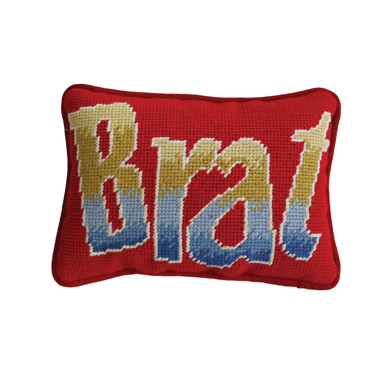 Brat Needlepoint Petite Throw Pillow