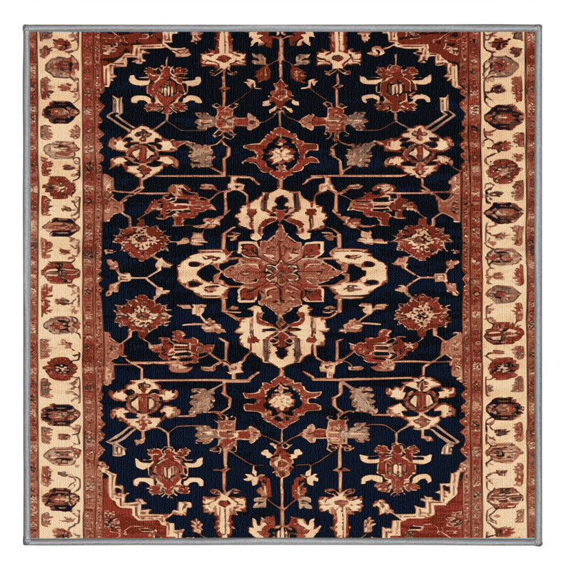 Machine Washable Persian Brown Area Rug, Square 3'